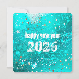 Happy new year 2026 turquoise holiday card julkort