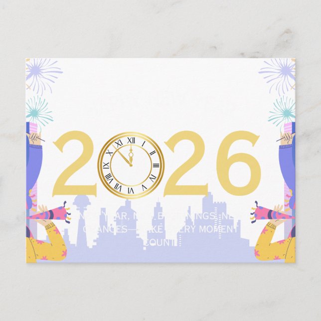 Happy  new year 2026 vykort (Framsida)