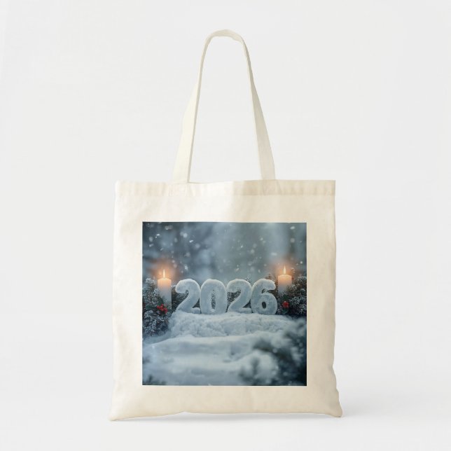happy new year 2026 winter calm totebag tygkasse (Framsidan)