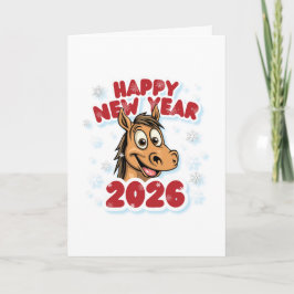 Happy New Year 2026: Year of the Horse Mascot Kort
