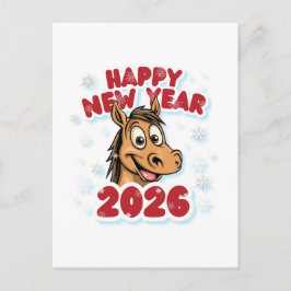 Happy New Year 2026: Year of the Horse Mascot Vykort
