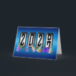 Happy New Year 2027 Odometer  Helgkort<br><div class="desc">* This Odometer New Years Greeting card is available in two size options. * Great for New Years Wishes, also for New Years Party Invitations or New Years 'Thank You' notes. * Add background color of your choice ( inside the card) * Choose font style, color and size of text...</div>