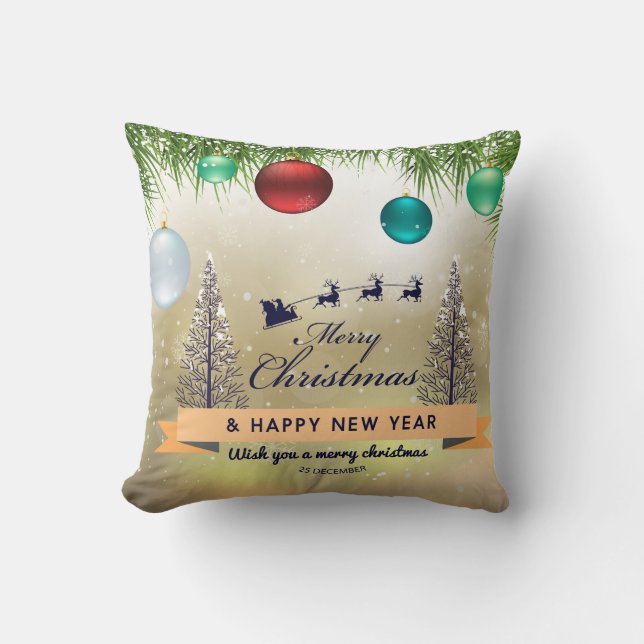 Happy New Year 25 December Print Throw Pillows  Kudde (Framsida)