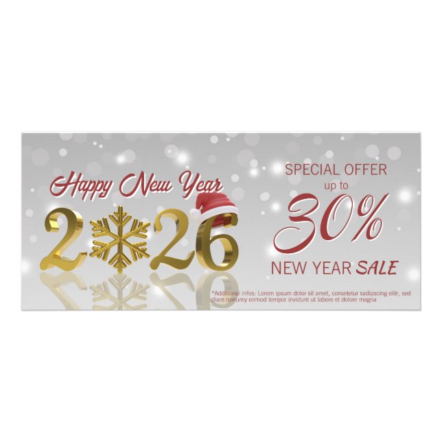 Happy New Year Big Gold 2026 | Logo Discount Card Reklamkort (Framsidan)