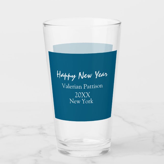 Happy new year blue name place year boho simple  glaskopp (Framsida)