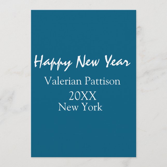Happy new year blue name place year boho simple  inbjudningar (Framsida)