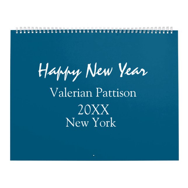 Happy new year blue name place year boho simple  kalender (Omslag)