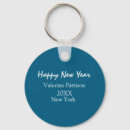 Happy new year blue name place year boho simple  nyckelring