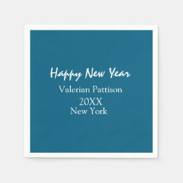 Happy new year blue name place year boho simple  pappersservett