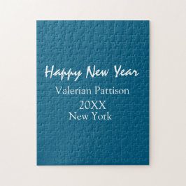 Happy new year blue name place year boho simple  pussel