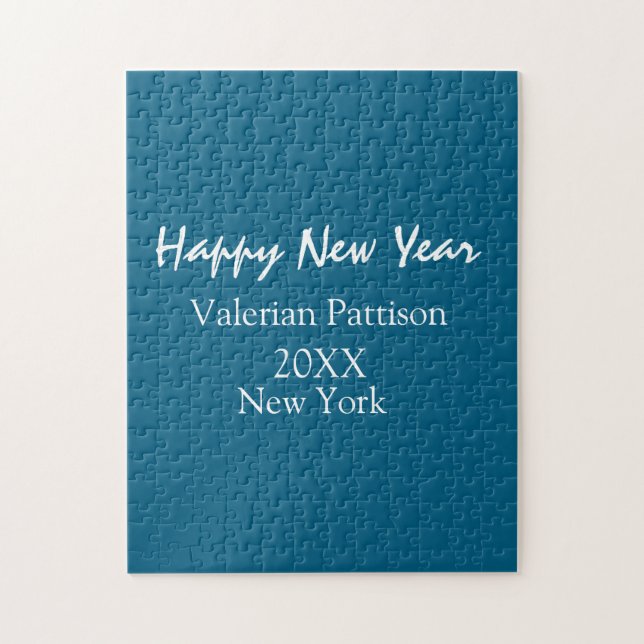 Happy new year blue name place year boho simple  pussel (Vertikal)