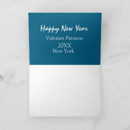 Happy new year blue name place year boho simple  tack kort