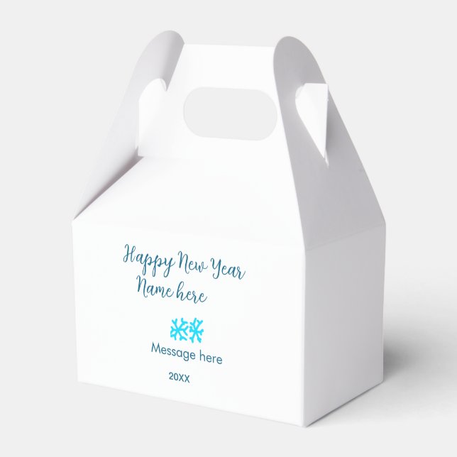 Happy New Year blue snowflakes modern rusticsimple Presentaskar (Framsidan Sidan)