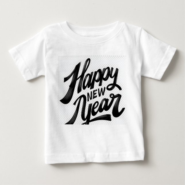 Happy New Year Brush‑Style Greeting T Shirt (Framsida)