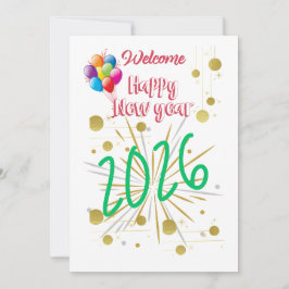 Happy New year Card 2026 Simple and Beautiful  Julkort