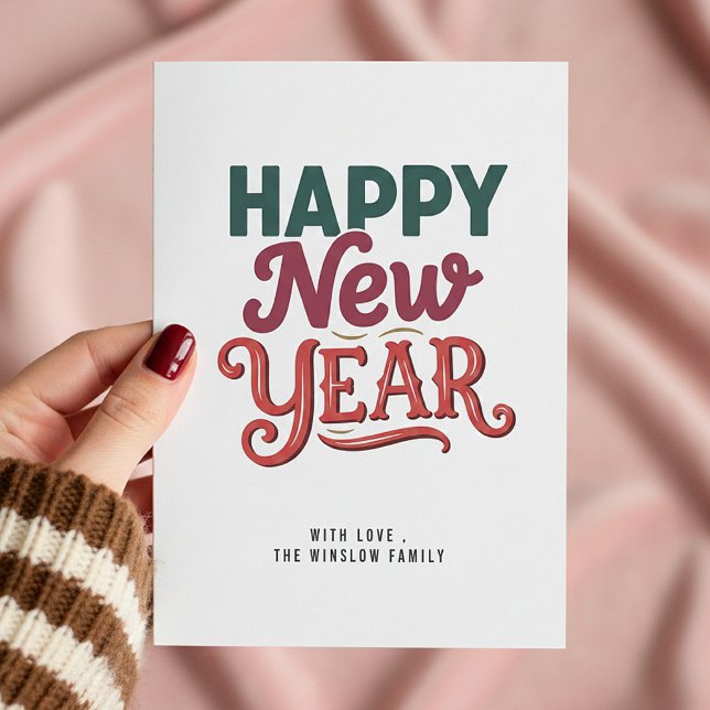 Happy New Year Card – Personalized Name or Family  Julkort (Skapare uppladdad)