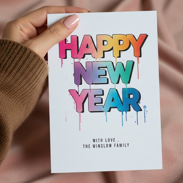 Happy New Year Card – Personalized Name or Family Julkort (Skapare uppladdad)