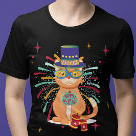 Happy New Year Cat T Shirt