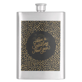 Happy New Year Celebrate,Gold Pixels Pattern,Black Fickplunta