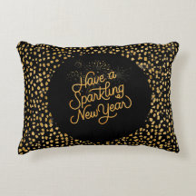 Happy New Year Celebrate,Gold Pixels Pattern, 