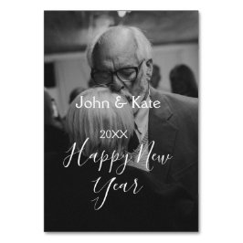 Happy new year couple photo name year black white  bordsnummer