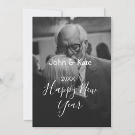 Happy new year couple photo name year black white  inbjudningar