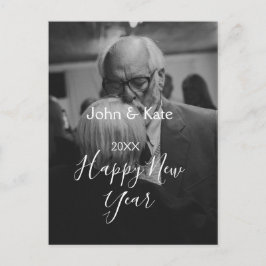 Happy new year couple photo name year black white  vykort