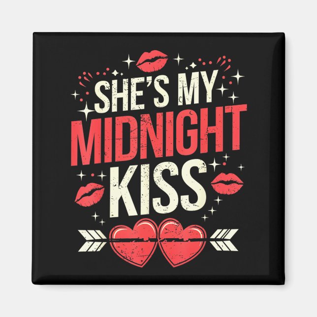 Happy New Year Couples She's My Midnight Kiss Vale Magnet (Framsidan)