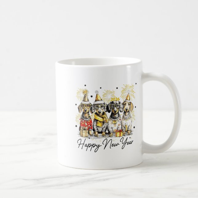 Happy New Year Dachshund Dog Lover 2026 New Year H Kaffemugg (Höger)