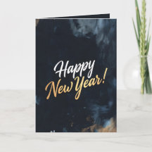 Happy New Year Deep Blue Strokes