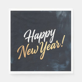 Happy New Year Deep Blue Strokes Pappersservett