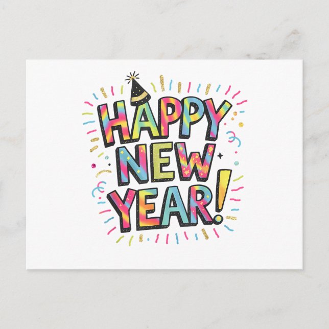 Happy New Year Eve Party 2026 Family Matching Fire Helg Vykort (Framsida)