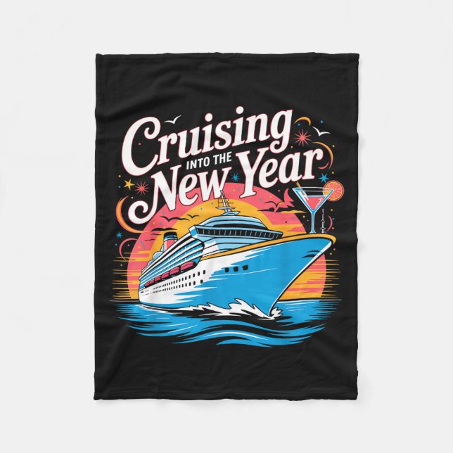 Happy New Year Family Cruise Matching Celebration  Fleecefilt (Framsidan)