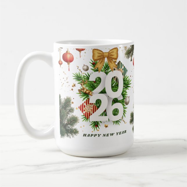 Happy New Year – Festive Christmas Toys, Ornaments Kaffemugg (Vänster)