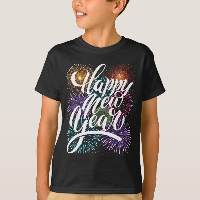 Happy New Year Firework Family Matching Men Women  T Shirt (Framsida)
