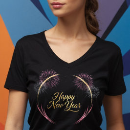 Happy New Year Fireworks Design T Shirt
