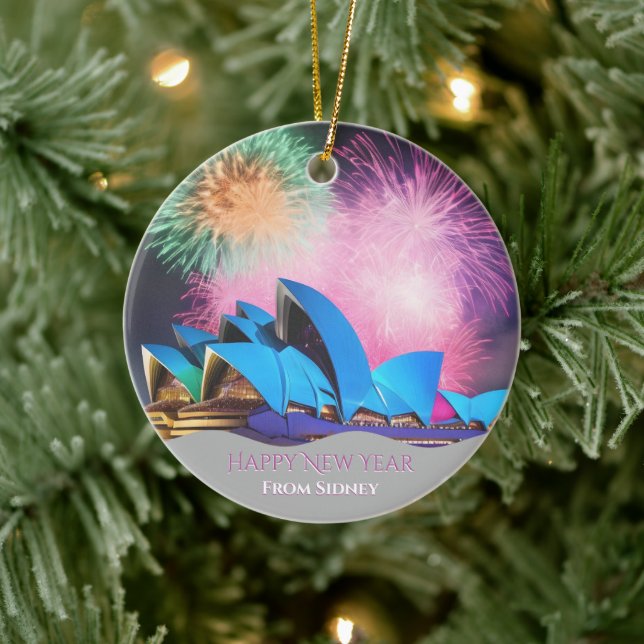 Happy New Year from Sidney Customizable Ornament (Träd)