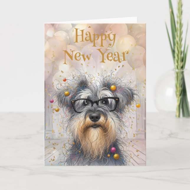 Happy New Year Funny Shaggy Dog Kort (Framsida)