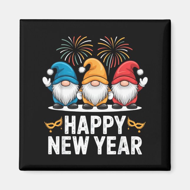Happy New Year Gnomes For Party Lovers And Festive Magnet (Framsidan)