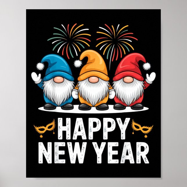 Happy New Year Gnomes For Party Lovers And Festive Poster (Framsidan)