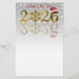 Happy New Year Gold 2026 | Santa Hat and Snowflake Brevpapper