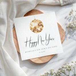 Happy New Year Gold Disco Ball  Pappersservett