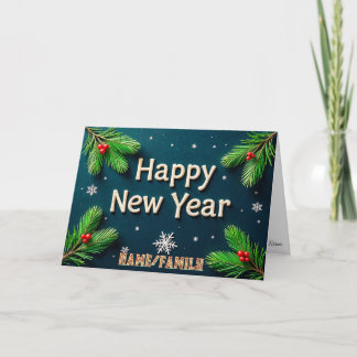 Happy New Year Golden Lettering Helgkort
