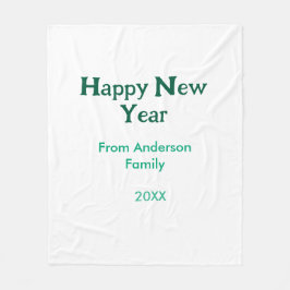Happy new year green add family name year simple  fleecefilt
