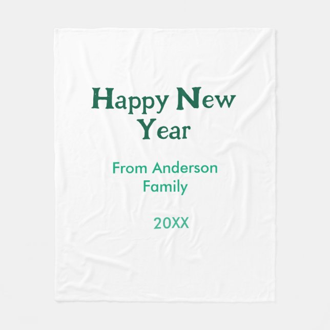 Happy new year green add family name year simple  fleecefilt (Framsidan)
