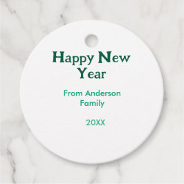 Happy new year green add family name year simple  gåvor etiketter