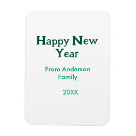 Happy new year green add family name year simple  magnet