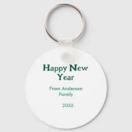 Happy new year green add family name year simple  nyckelring