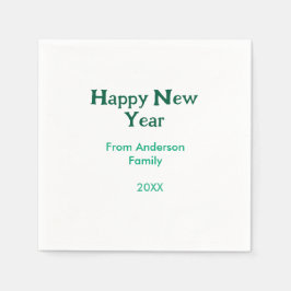 Happy new year green add family name year simple  pappersservett