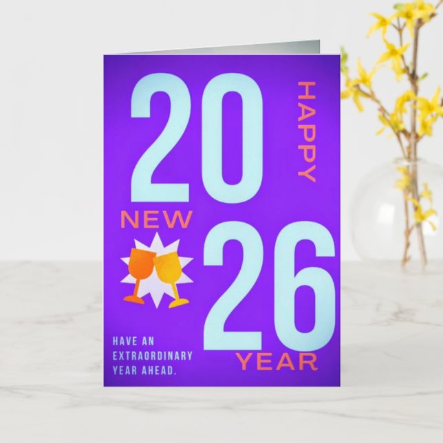 Happy New Year Greeting Card – Festive Holiday Kort (Gul blomma)